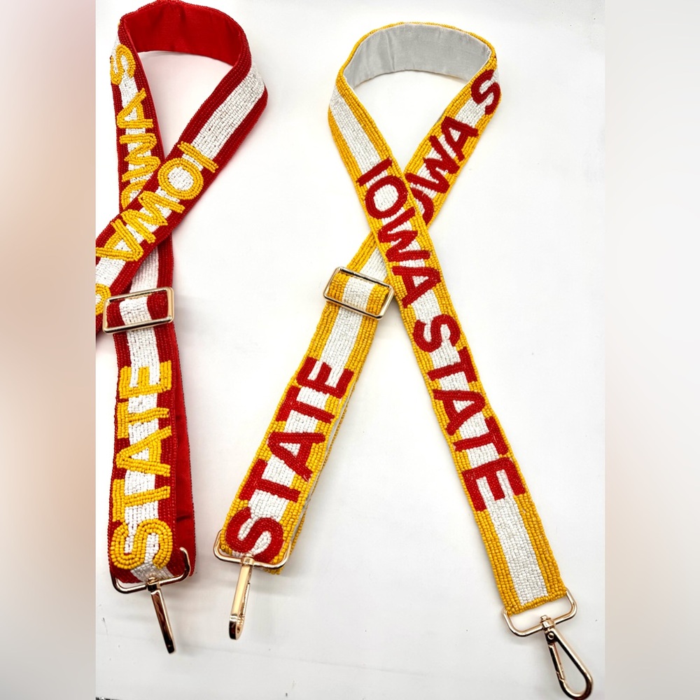 Yellow with red Iowa state adjustable beaded strap - Picture 4 of 4